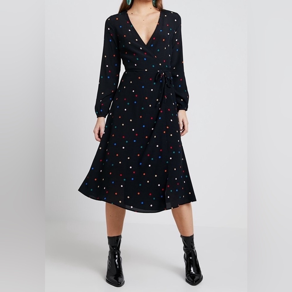 Colorful Polka Dot Wrap Dress